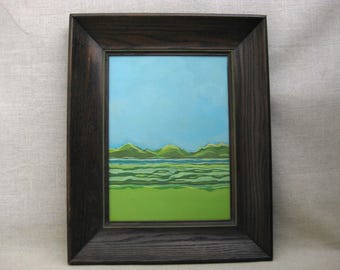 Serene Coastal Landscape Painting, Original Framed Beach House Décor