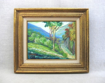 Tropical Haitian Landscape Painting, Original Jaseide Colorful Framed Wall Art Housewarming Gift