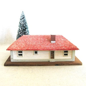 Folk Art Miniature House Model Christmas Village, Vintage Rustic Primitive Cabin Housewarming Holiday Gift