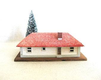 Folk Art Miniature House Model Christmas Village, Vintage Rustic Primitive Cabin Housewarming Holiday Gift