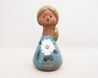 Vintage Female Portrait Powder Shaker Ceramic Figure Danish Modern