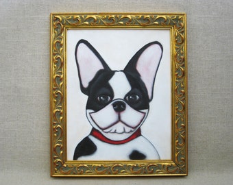 Original Dog Portrait Painting Fine Art Framed Animal Wall Décor Canines