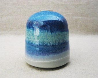 Blue Vintage Studio Pottery Vase Modern Fine Art Ceramics for Bath and Bedroom Décor