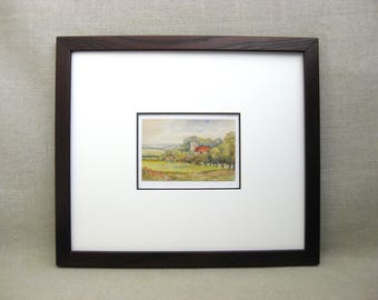 Vintage European Landscape Watercolor Painting, Framed Original