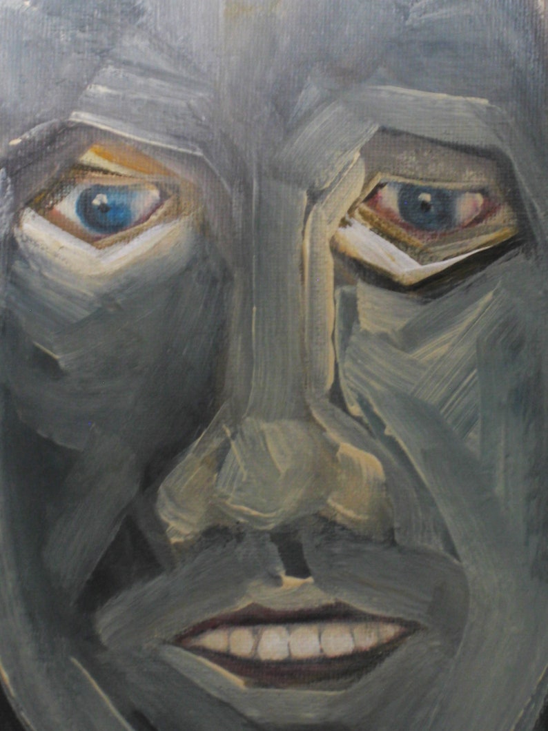 Framed Portraiture Picture of Men,Hand Painted,Canvas Original Fine Art Contemporary Surreal Male Portrait Painting