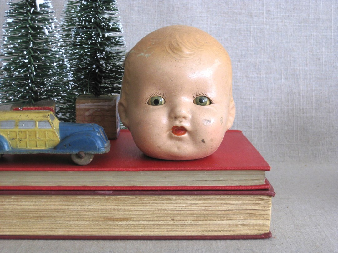 Vintage Composite Doll Head, Doll Parts and Supplies Etsy