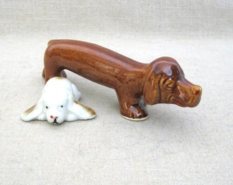 Ceramic Dog Figurine Basset Hound, Vintage Animal Lover Gift and Décor
