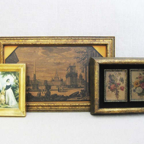 Vintage Framed Wall Decor in Gold Frames, Mid-Century Decor shops Collection