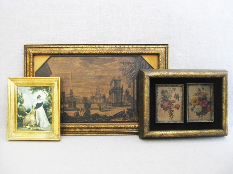 Vintage Framed Wall Decor in Gold Frames, Mid-Century Decor shops Collection