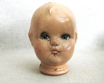 Vintage Male Composite Doll Head, Blue Sleepy Eye, Mid-Century Toys