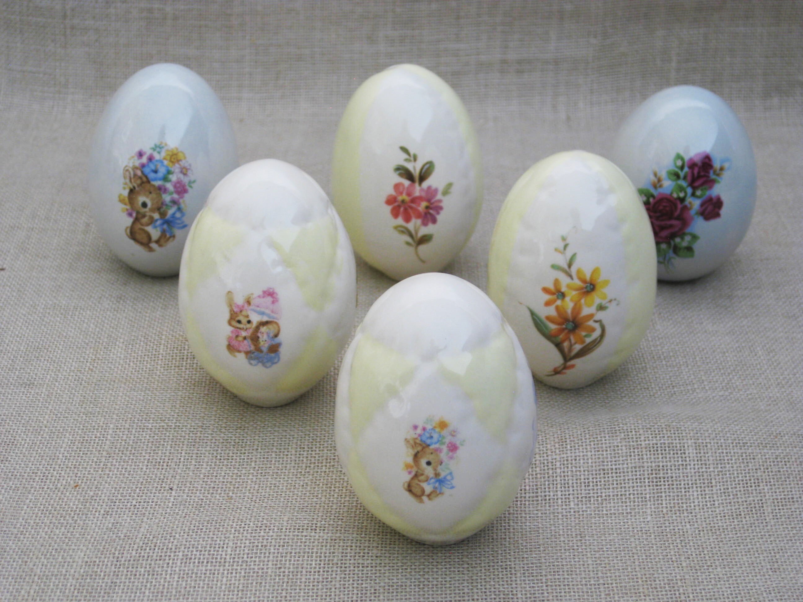 Vintage Easter Eggs, Ceramic Collection, Bowl and Basket Filler, Mini