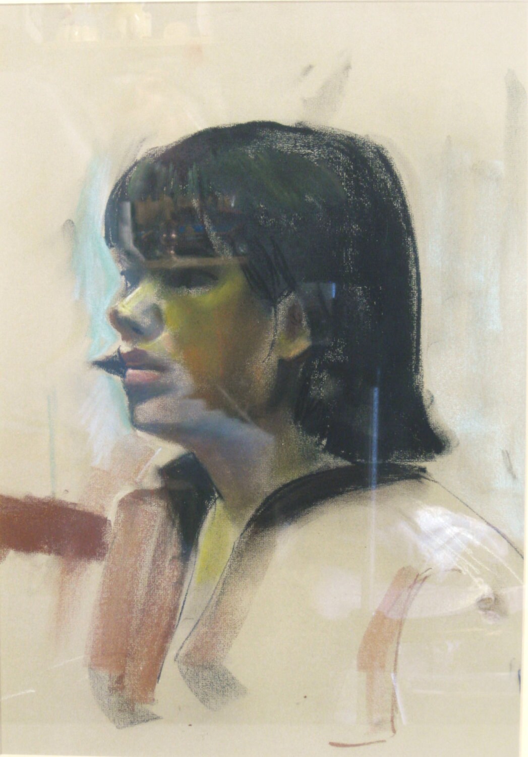 RESERVED Vintage Female Portrait Drawing, Chalk, Portraiture of Women, Original Fine Art