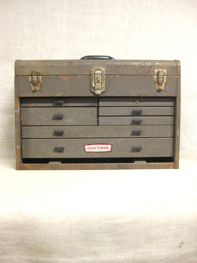 Vintage Machinist Metal Tool Box With Drawers Office Etsy