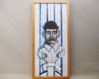 Whimsical Male Portrait Painting, Man as Marionette Framed Original Fine Art, Contemporary