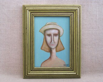 Original Female Portrait Painting Framed Original Fine Art Wall Décor Framed in Vintage Gold Frame