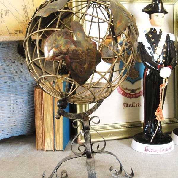 Vintage Wire and Brass Globe- Queens Manor