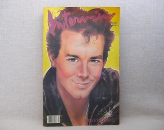Vintage Interview Magazine 1985 Mickey Rourke Art and Entertainment, Andy Warhol, Ephemera Books