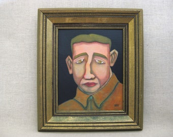 Original Portraits of Men Painting, Framed Wall Art Masculine Home Décor Housewarming Gift for Him