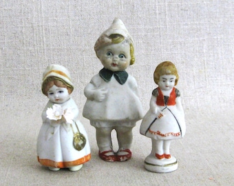 Vintage Bisque Dolls 3 Female, Collection Marked Germany Japan
