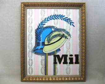 Hat Still Life Painting, Framed Original Millinery Women's Hats w Feathers, Wall Art Home Décor