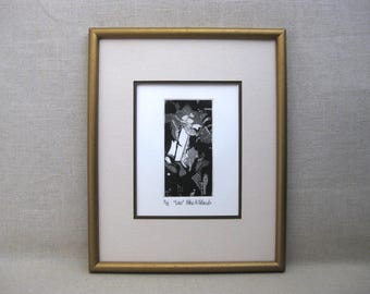 Vintage Abstract Engraving, Contemporary Modern Framed Original Fine Art Print