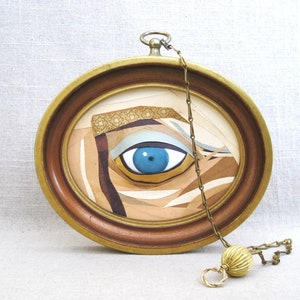 Lover&#39;s Eye Assemblage Sculpture Eyeball after Antique Trade Sign Monocle Glasses Wall Art Home Décor
