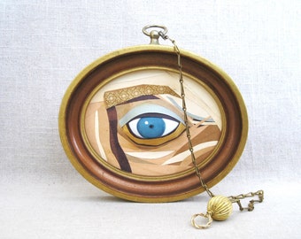 Lover's Eye Assemblage Sculpture Eyeball after Antique Trade Sign Monocle Glasses Wall Decor