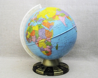 Vintage Metal Globe by Ohio Arts Zodiac Pressed Tin Mid-Century Educational Toys