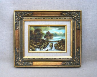 River Woodlands Landscape Painting, Framed Original Hudson Valley Style Wall Art