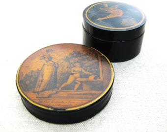 Small Lacquer Trinket Boxes, Japanese Vanity Storage, Vintage Office Organization Hostess Gift