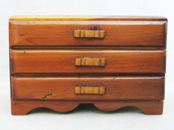 Vintage Jewelry Box, Miniature Dresser, Doll Furni
