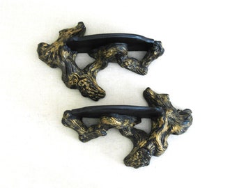 Sconce Shelf Driftwood Curio Display, Vintage Mid-Century Chalkware Wall Décor Universal Statuary Chicago Rustic Cabin Home