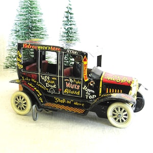 Vintage Marx Tin Toy Car Old Jalopy Antique Metal Wind Up Toy Collectors Gift Man Cave