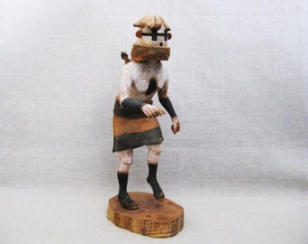 RESERVED - Vintage Hopi Kachina Doll by Ros George Carved Wood Male Portrait Sculpture