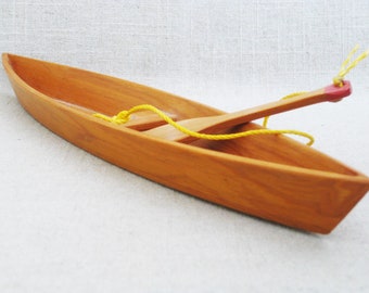 Miniature Vintage Canoe Pirogue Handmade Wooden Boat Tom Elberson