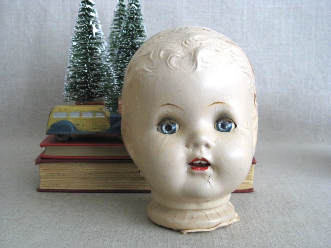 Large Vintage Composite Doll Head, Female Doll Parts and Supplies Etsy