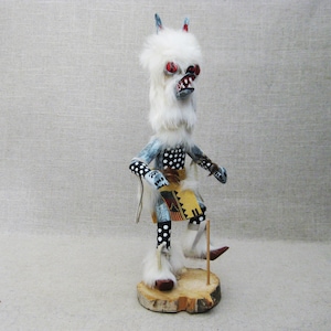 Hopi Kachina Doll, Carved Male Figure, Wooden Portrait Figure of Wolf, Signed Long