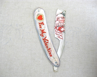 Beistle Antique Valentines Day Card Straight Razor Die Cut Greeting Cards of Love