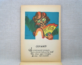 Vintage Penny Dreadful Vinegar Valentines Day Card 1930s Old Maid Humorous Mean Holiday Greeting Antique