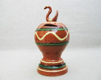 Ceramic Piggy Bank, Studio Pottery Coin Savings, by Dorothy Long Wedding Present