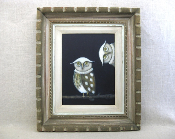 Featured listing image: Owl Portrait Painting, Framed Original Burrowing Owl Wildlife Nature Art