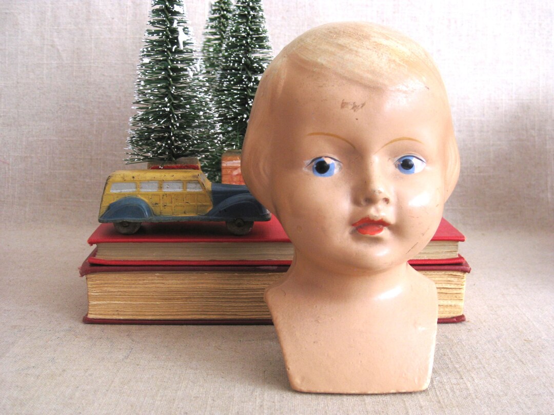 Vintage Composite Doll Head Female Doll Parts and Supplies Etsy