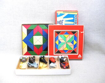 Wooden Finger Puppets Tofa Toys, Original Box Czechoslovakia Vintage Mid-Century Nursery