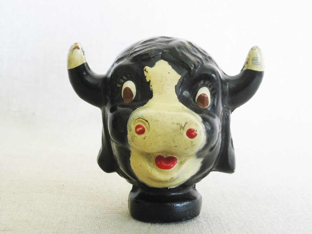 Bull Puppet Head, Antique Composite Doll 30s 40s, Vintage Animal ...