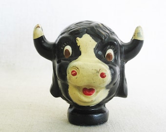 Bull Puppet Head, Antique Composite Doll 30s 40s, Vintage Animal Character Toy