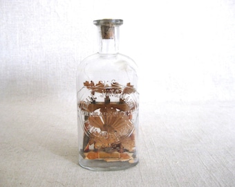 Outsider Folk Art Bottle Whimsey Sculpture, Wood Carving Antique Religious Tramp Cross