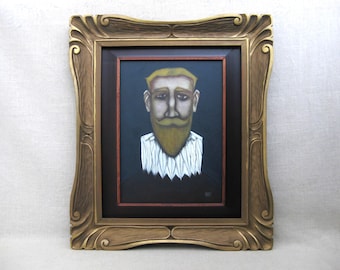 Original Male Portrait Painting, Framed Wall Art, Masculine Home Décor