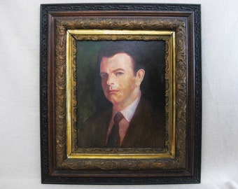 Formal Vintage Male Portrait Antique Oil Painting Framed in an Ornate Victorian Frame Original Fine Art