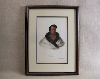 Framed Male Portrait, Hand Colored Litho of Omakas Chief Indigenous People Housewarming Gift