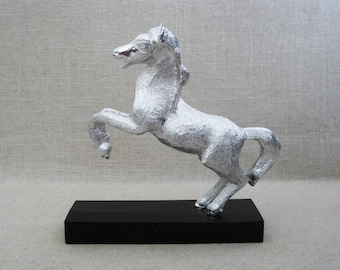 Vintage Horse Sculpture, Metal Art Statue, Equestrian Figure, Folk Art